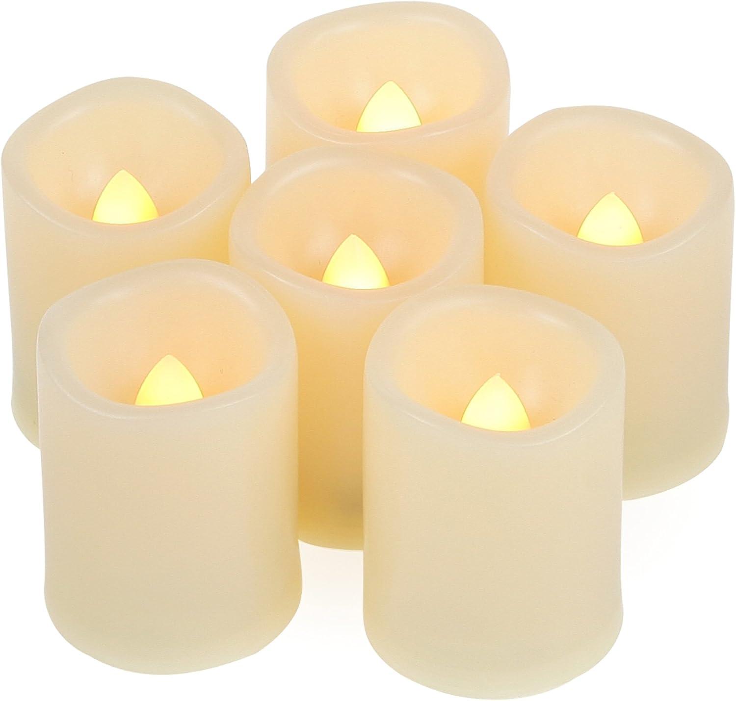 Candle Choice 6 PCS Premium Flameless Candles with Timer, LED Votive, Battery Powered Votives with Timer, Long Battery Life, Battery Life 200+ Hours