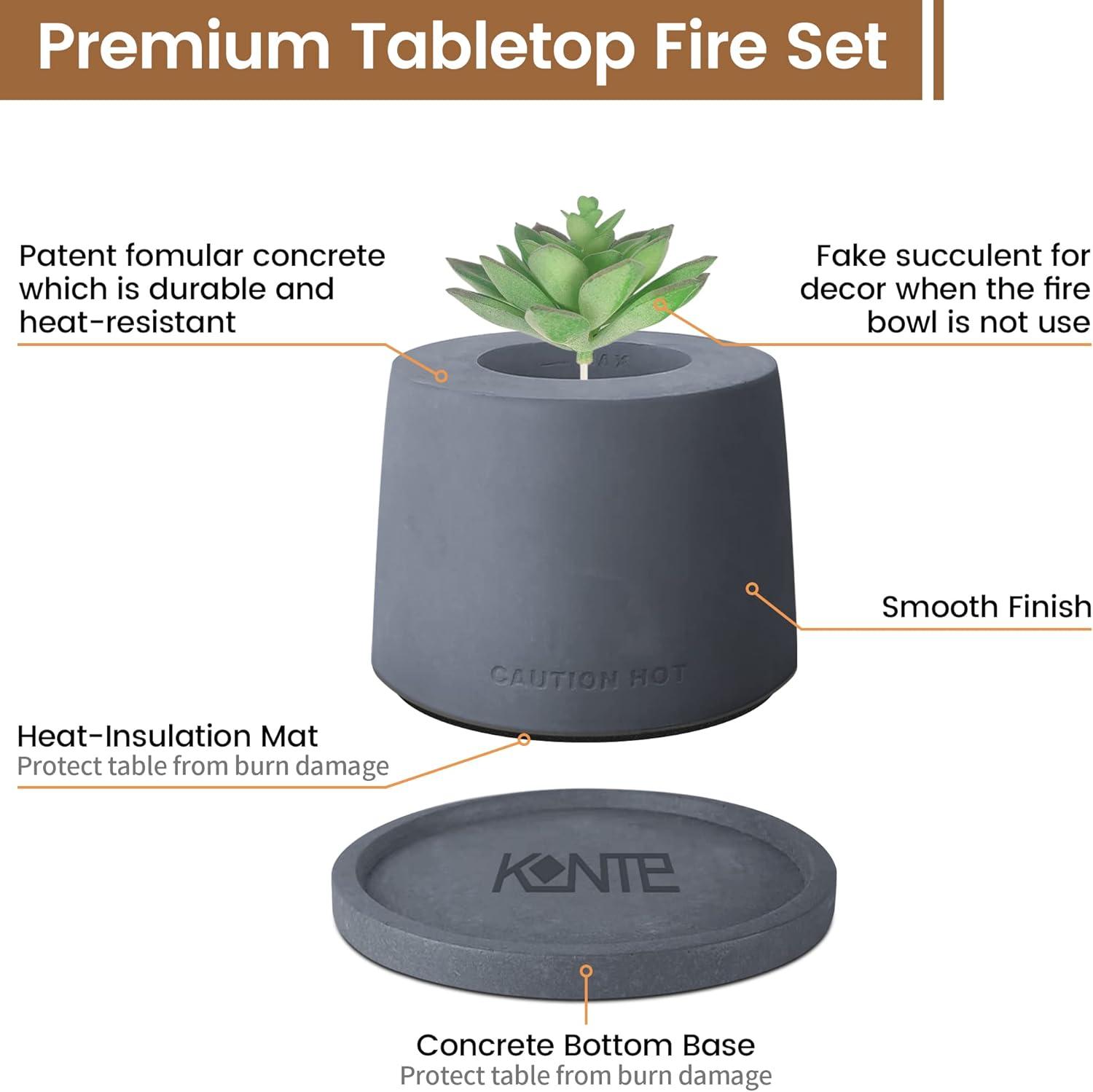 Kante Concrete Bio-Ethanol Smokeless Fire Pit Table