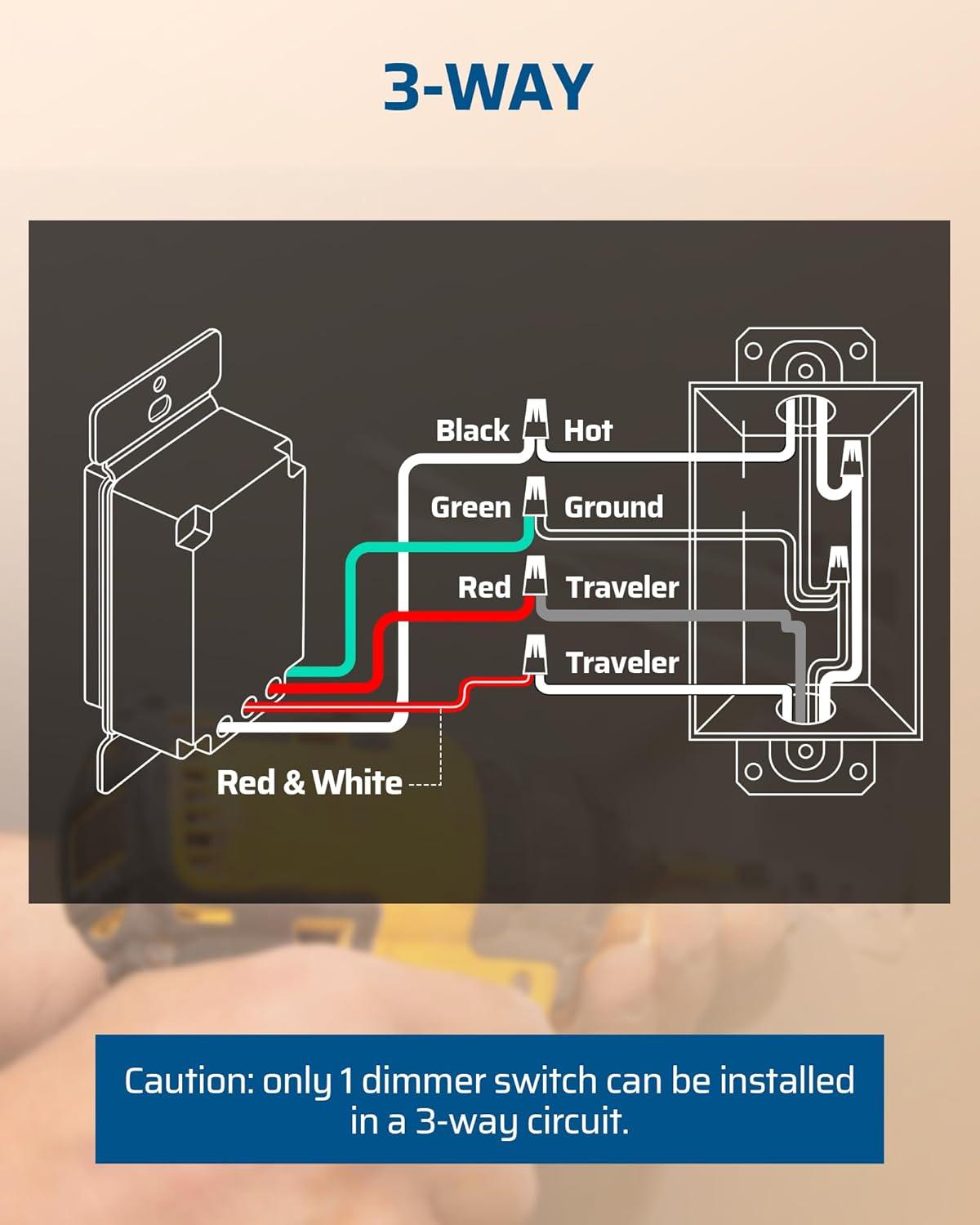 DEWENWILS Dimmer Switch for LED Lights, 600W Incandescent/Halogen and 150W CFL/LED, Single-Pole or 3-Way Dimmer Light Switch