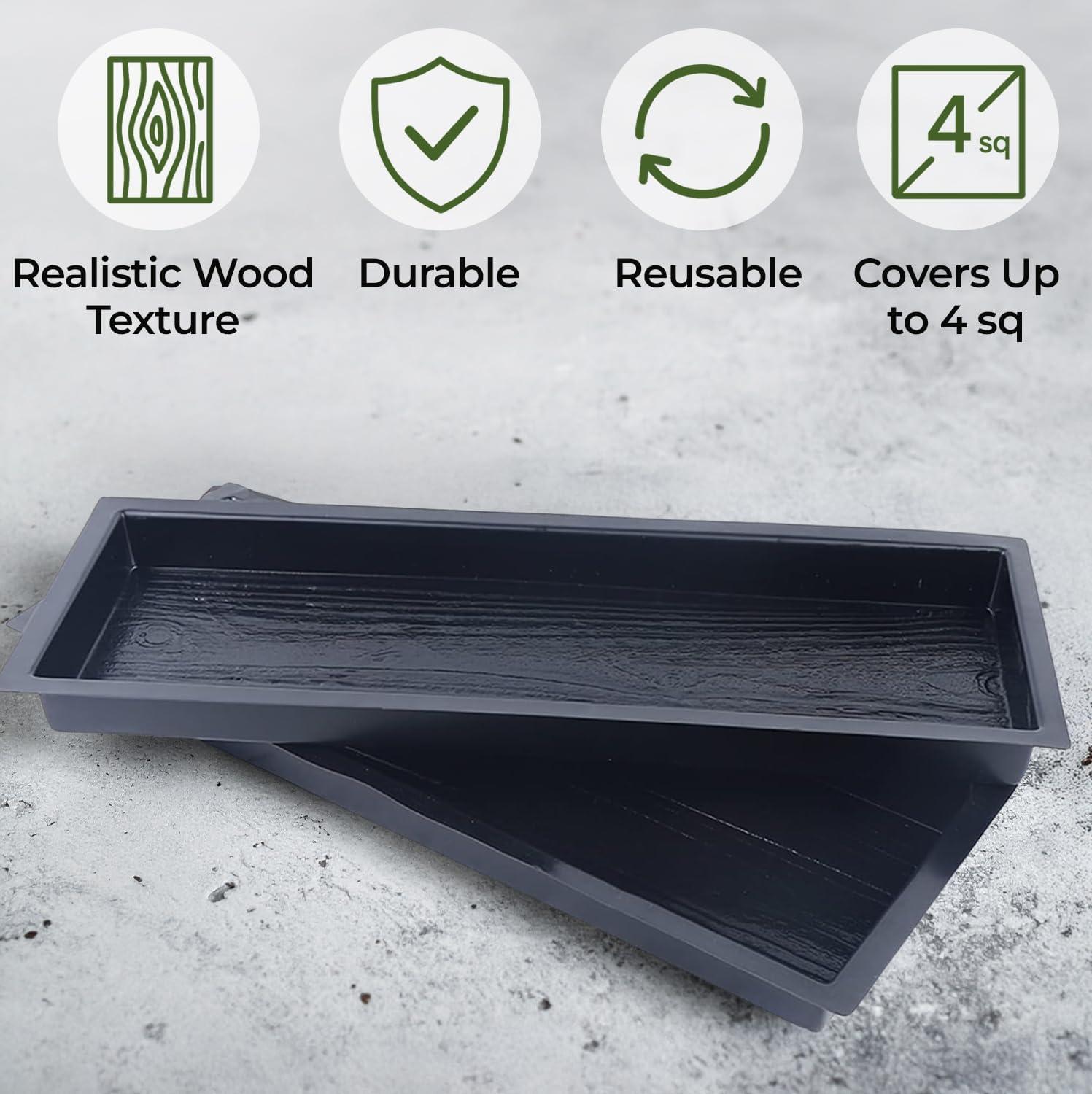 Big DIY Precast Concrete Molds 2 pcs Wooden Pavers Cement Paver Mold - Pathmaker ii Mold Hormigon Molde - Paving Stone Molds for Concrete - DIY Stepping Stone Forms