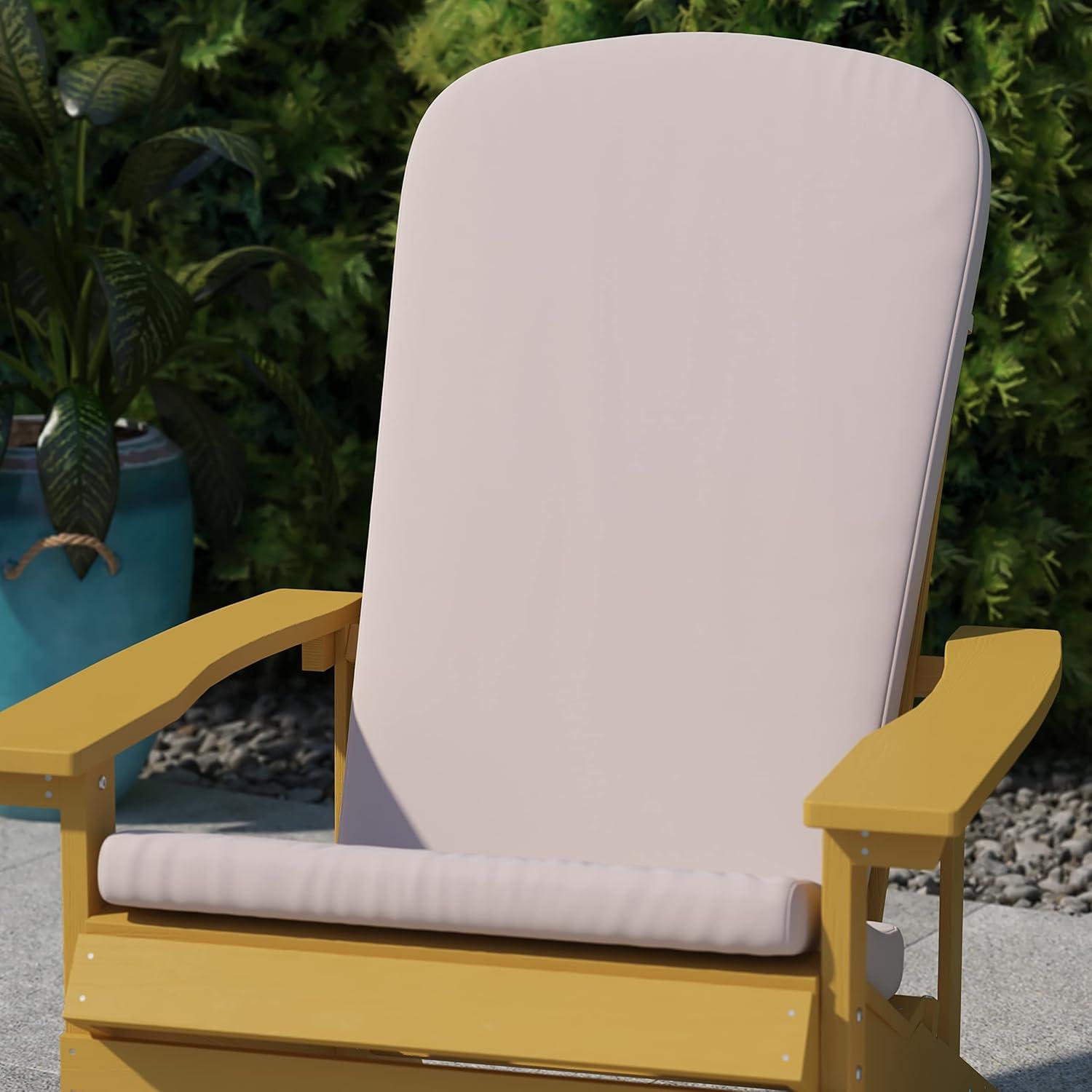 Flash Furniture Charlestown Set of 2 All Weather Indoor/Outdoor High Back Adirondack Chair Cushions, Patio Furniture Replacement Cushions - Cream