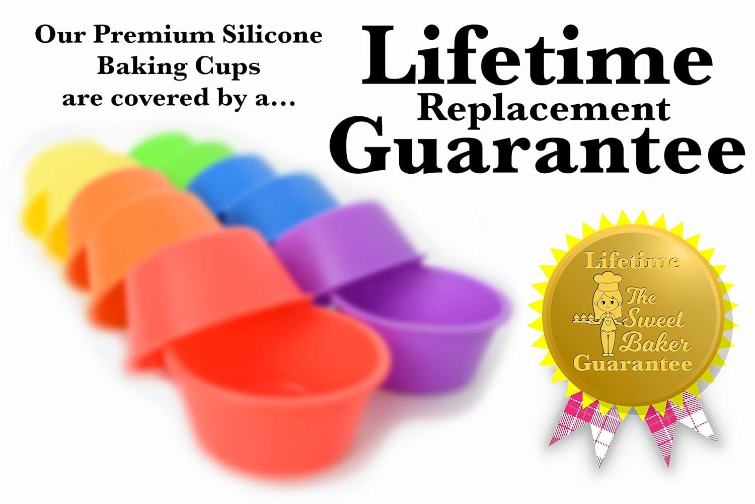 | Professional Jumbo Silicone Baking Cups | Premium 12 Piece Set | Reusable Cupcake Muffin Pans | BPA Free