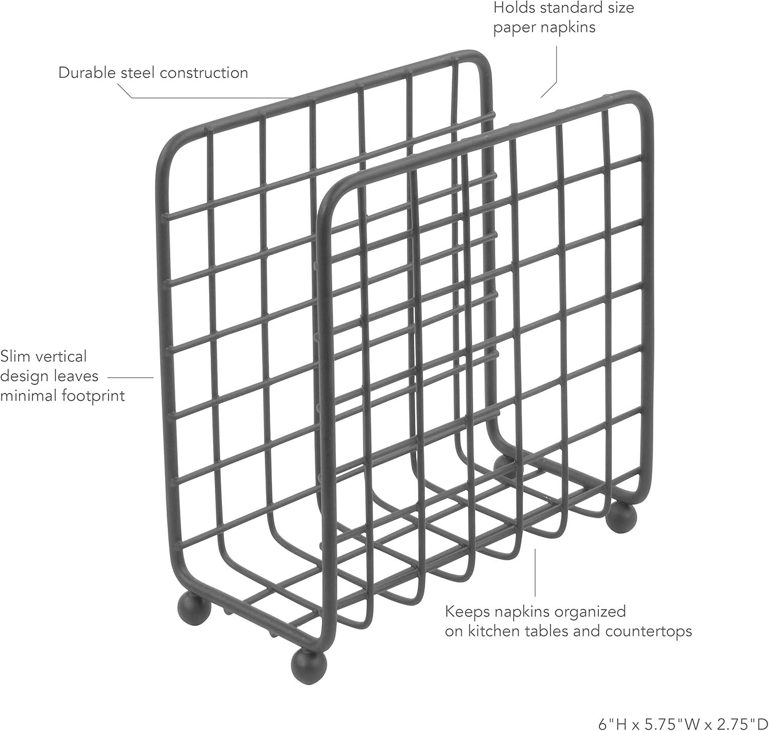 Industrial Gray Metal Grid Napkin Holder