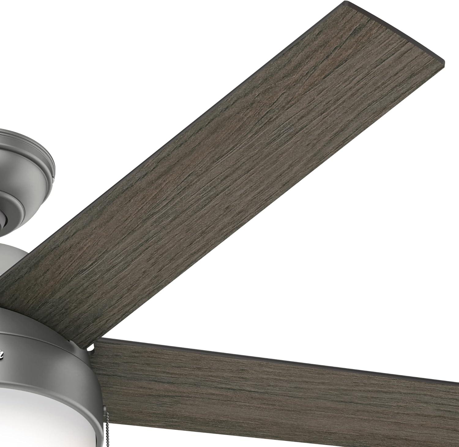 Anslee 52" Matte Silver Low Profile Ceiling Fan with LED Light