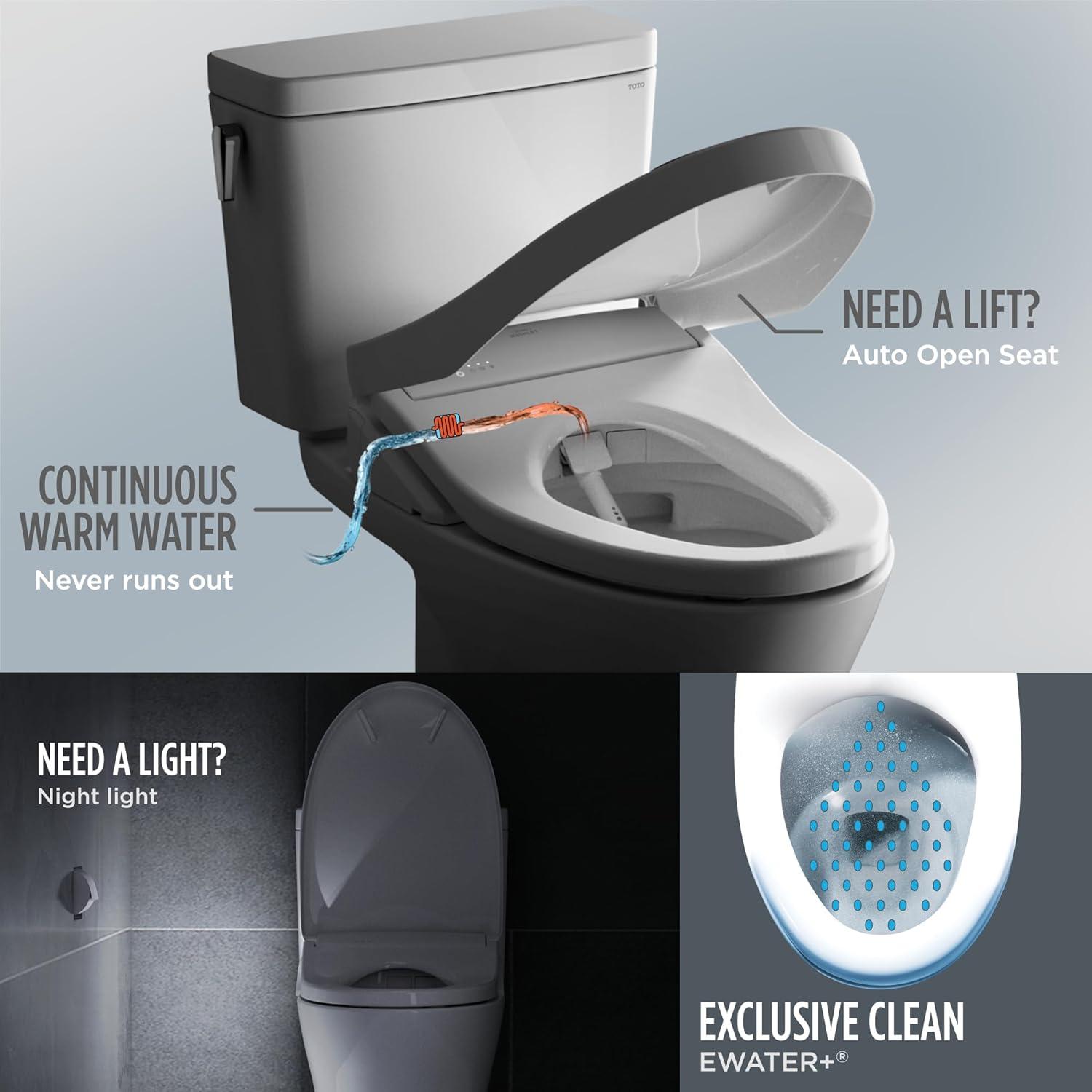 EP 1.28 GPF Elongated Floor Mounted Bidet Toilet (Seat Included) with Auto Flush