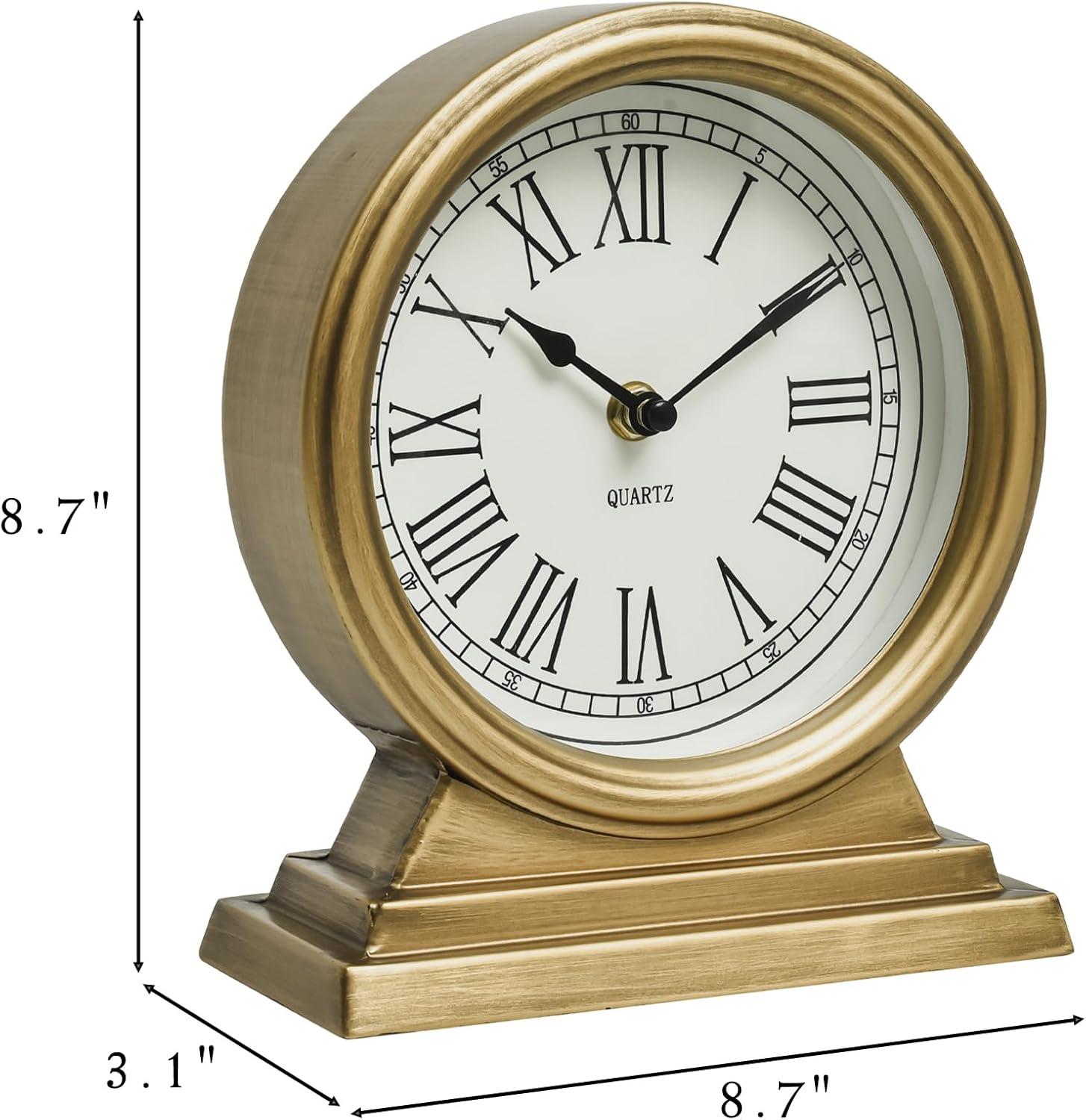 Creative Co-Op Quartz Gold Metal Tabletop Clock