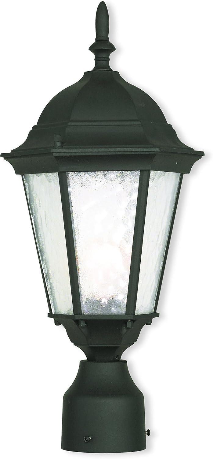 Hamilton Textured Black Outdoor Post Lantern with Clear Water Glass