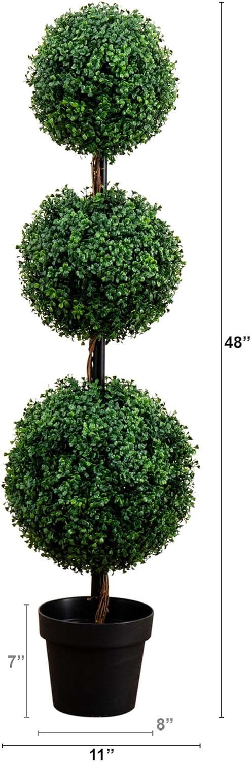 Nearly Natural 4ft. Artificial Triple Ball Boxwood Topiary Tree (Indoor/Outdoor)