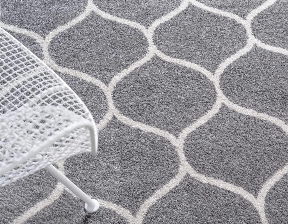 Unique Loom 7' 10 x 10' 0 Trellis Frieze Rounded Light Gray Area Rug