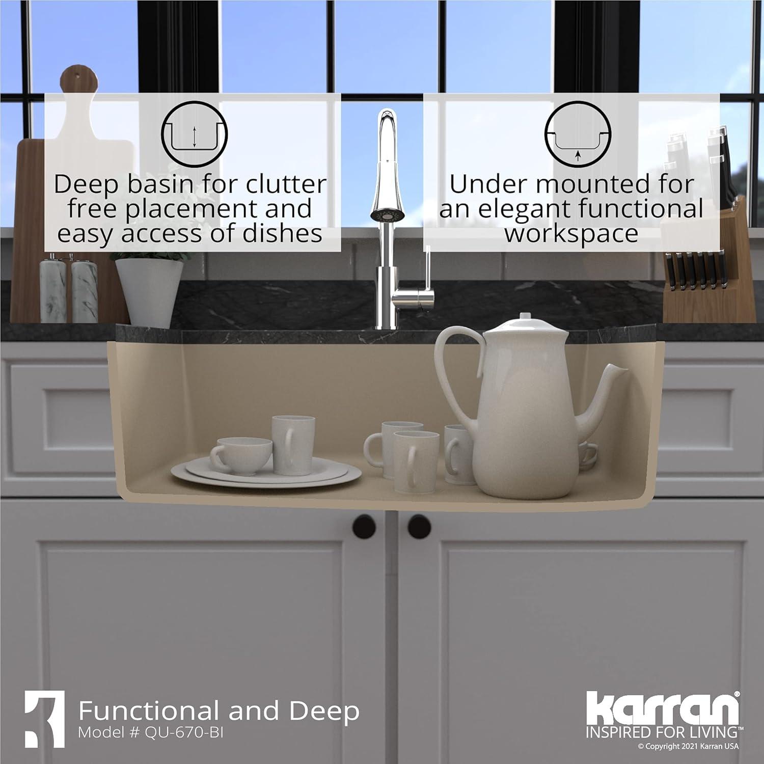 Karran Undermount Quartz Composite 31-3/4'' X 19-1/4'' Single Bowl Kitchen Sink