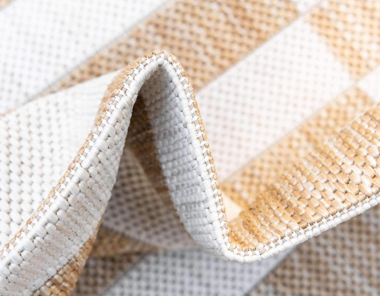 Unique Loom 5' 1 x 8' 0 Rectangle Indoor/Outdoor Striped Taupe Area Rug