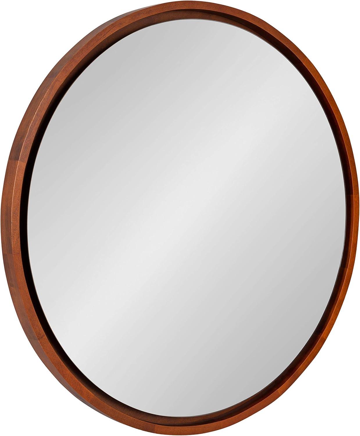 30&#34; Evans Round Wall Mirror Walnut Brown - Kate &#38; Laurel All Things Decor