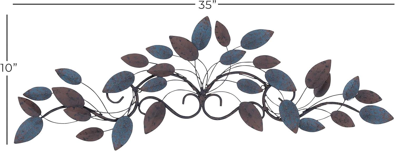 DecMode Multi Colored Metal Leaf Wall Decor