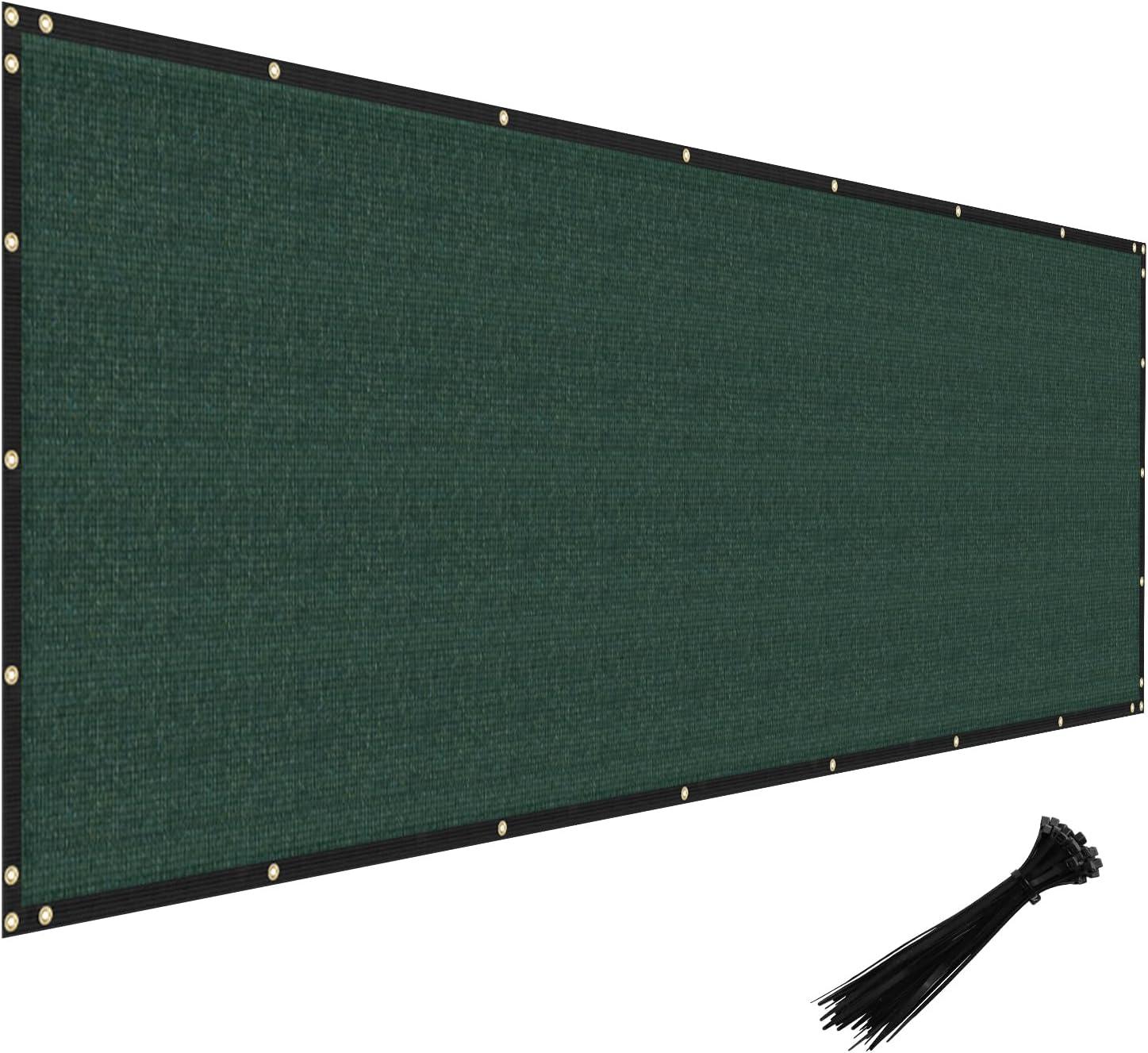 Privacy Fence Screen Heavy Duty Windscreen Fencing Mesh Fabric Shade Net Cover with Brass Grommtes for Outdoor Wall Garden Yard Pool Deck, 8'x25' Green