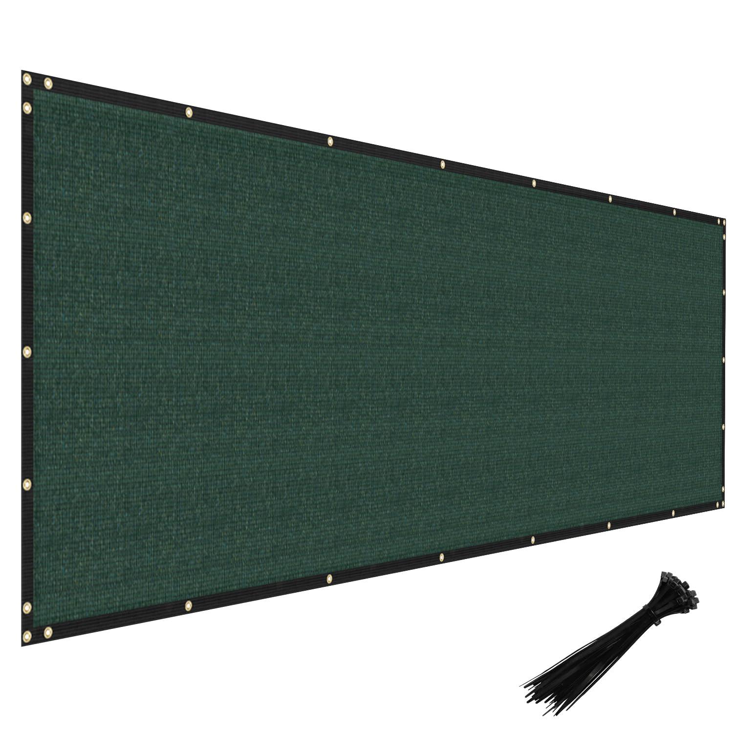 Privacy Fence Screen Heavy Duty Windscreen Fencing Mesh Fabric Shade Net Cover with Brass Grommtes for Outdoor Wall Garden Yard Pool Deck, 8'x25' Green