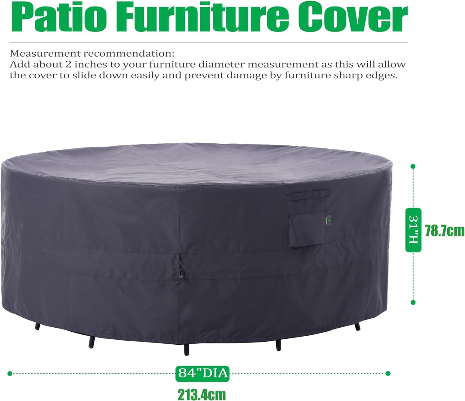 Premium Waterproof Outdoor Patio Round Table Cover: Latest Rip-Stop Fabric, 3-Year Warranty