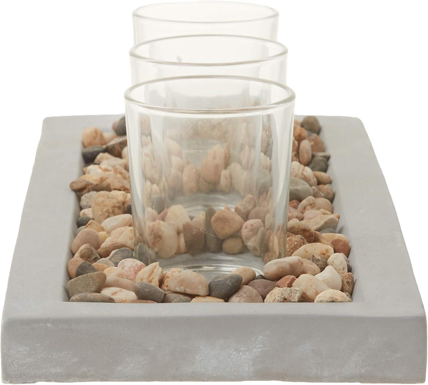 Polished Glass 3-Votive Candle Garden with Pebble Details