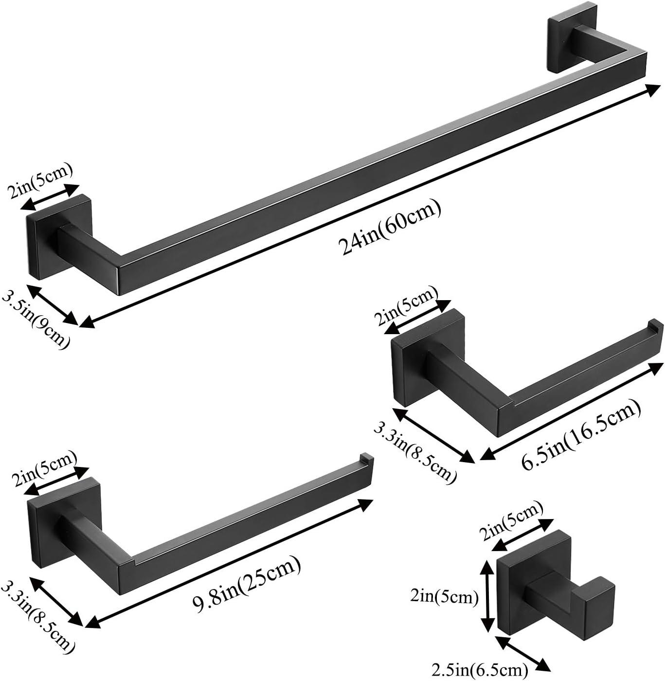 Matte Black 5-Piece Stainless Steel Bathroom Hardware Set