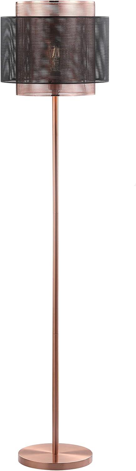 Tribeca Dual-Finish 60.5" Copper & Black Mesh LED Floor Lamp