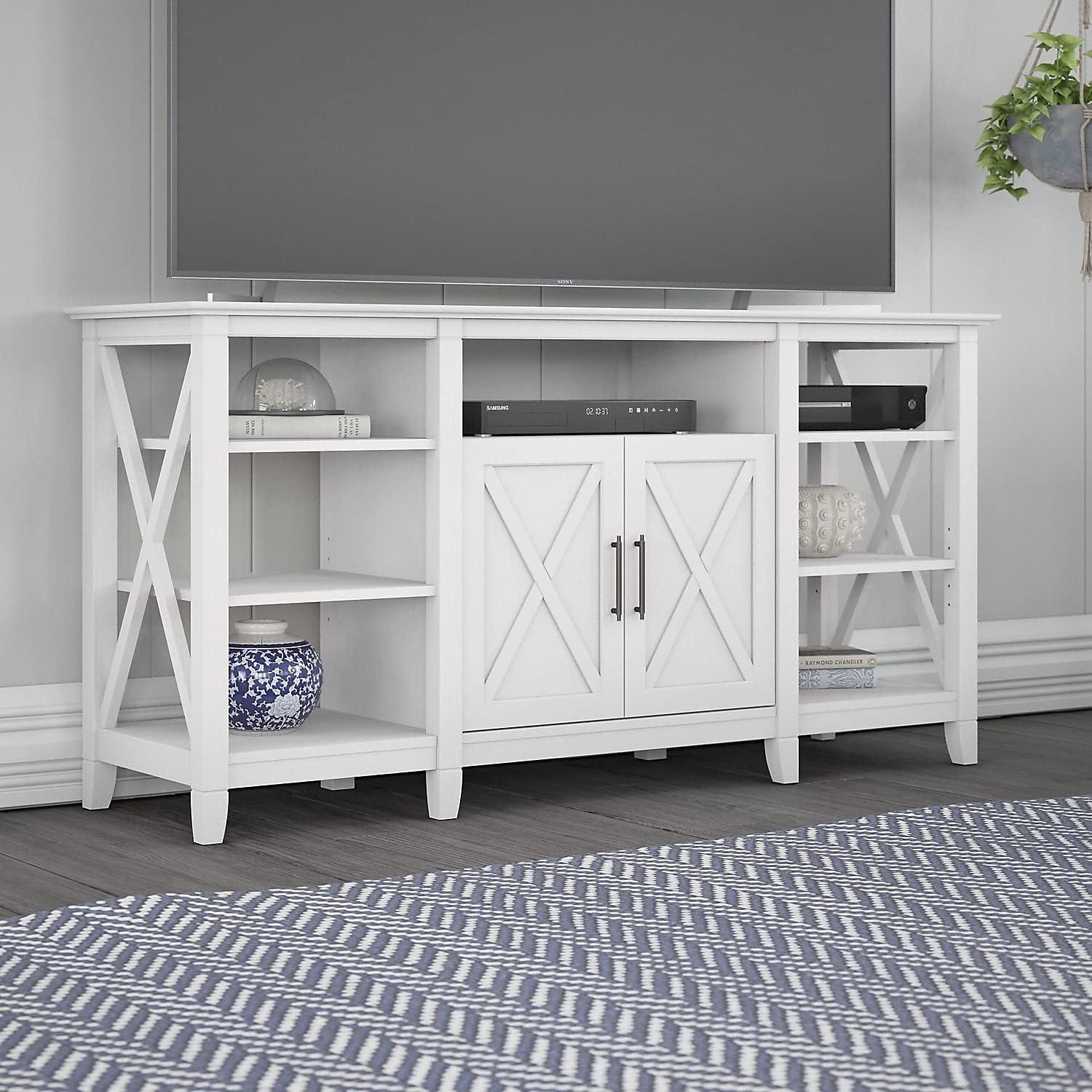 Key West Tall TV Stand for 65 Inch TV in Pure White Oak - Engineered Wood