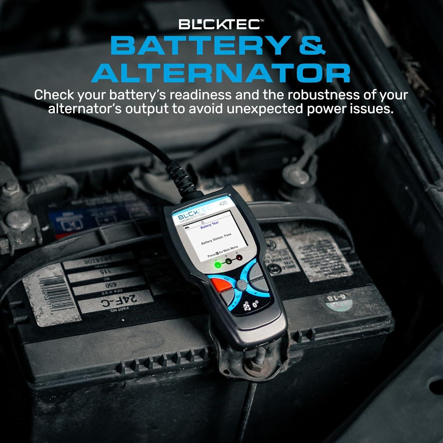 BLCKTEC 420 Bluetooth OBD2 Scanner Diagnostic Tool - Vehicle Code Reader for Car - Clears Check Engine Light - Comes with Premium OBD App On IOS & Android - Works For All Cars 1996 & Newer C47