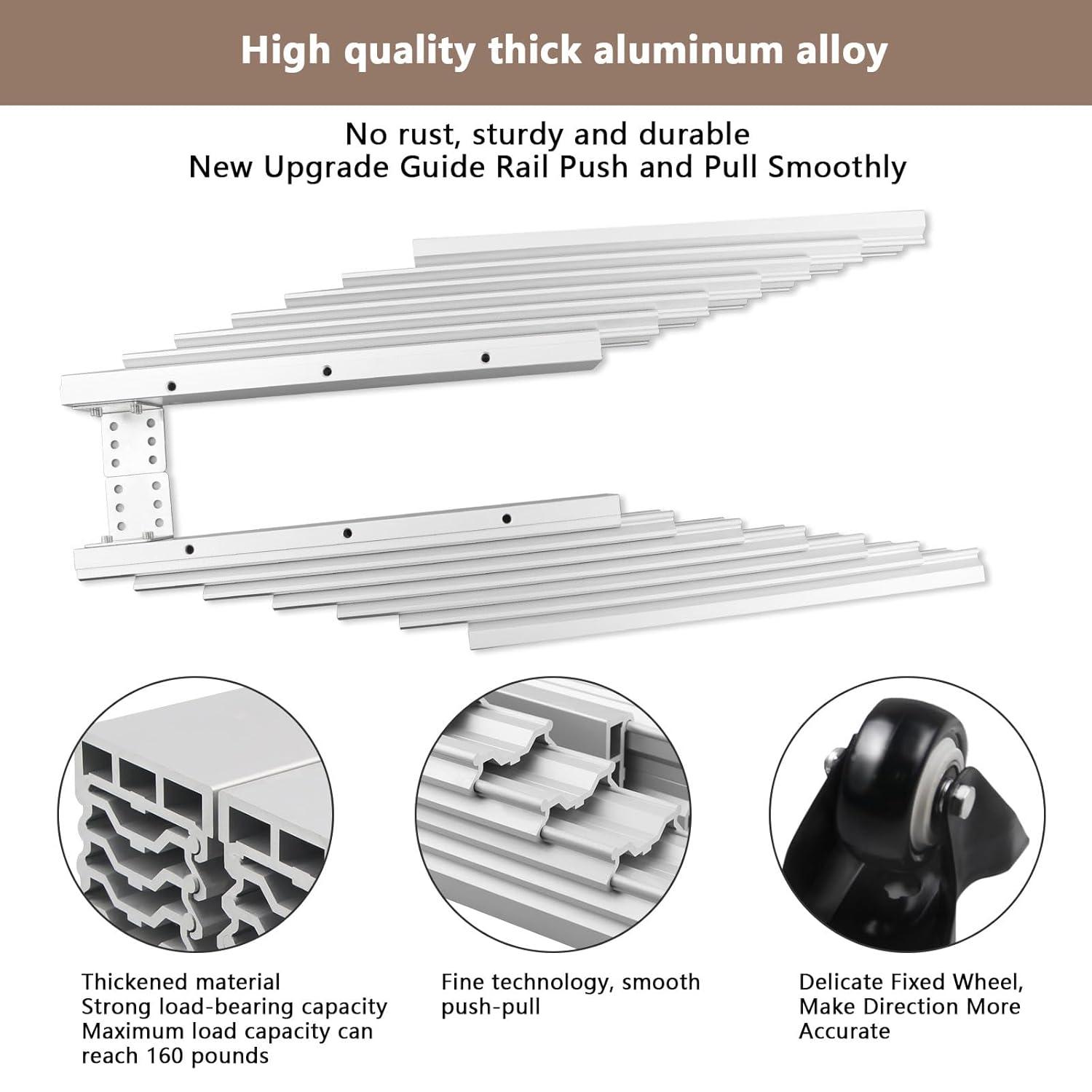 Aluminum Telescopic Cabinet Table Guide Rail Hinge Home Hardware Accessories for Concealed Desk Kitchen Countertop, 1450mm