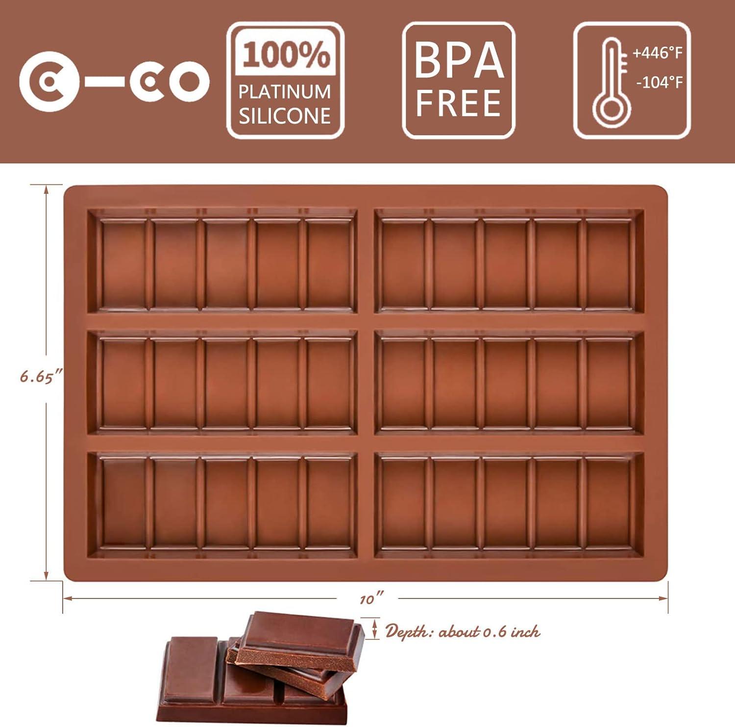 Fimary Chocolate Molds, Rectangle Chocolate Bar Sweet Molds Silicone Bakeware Wax Melt Molds, Pack of 1