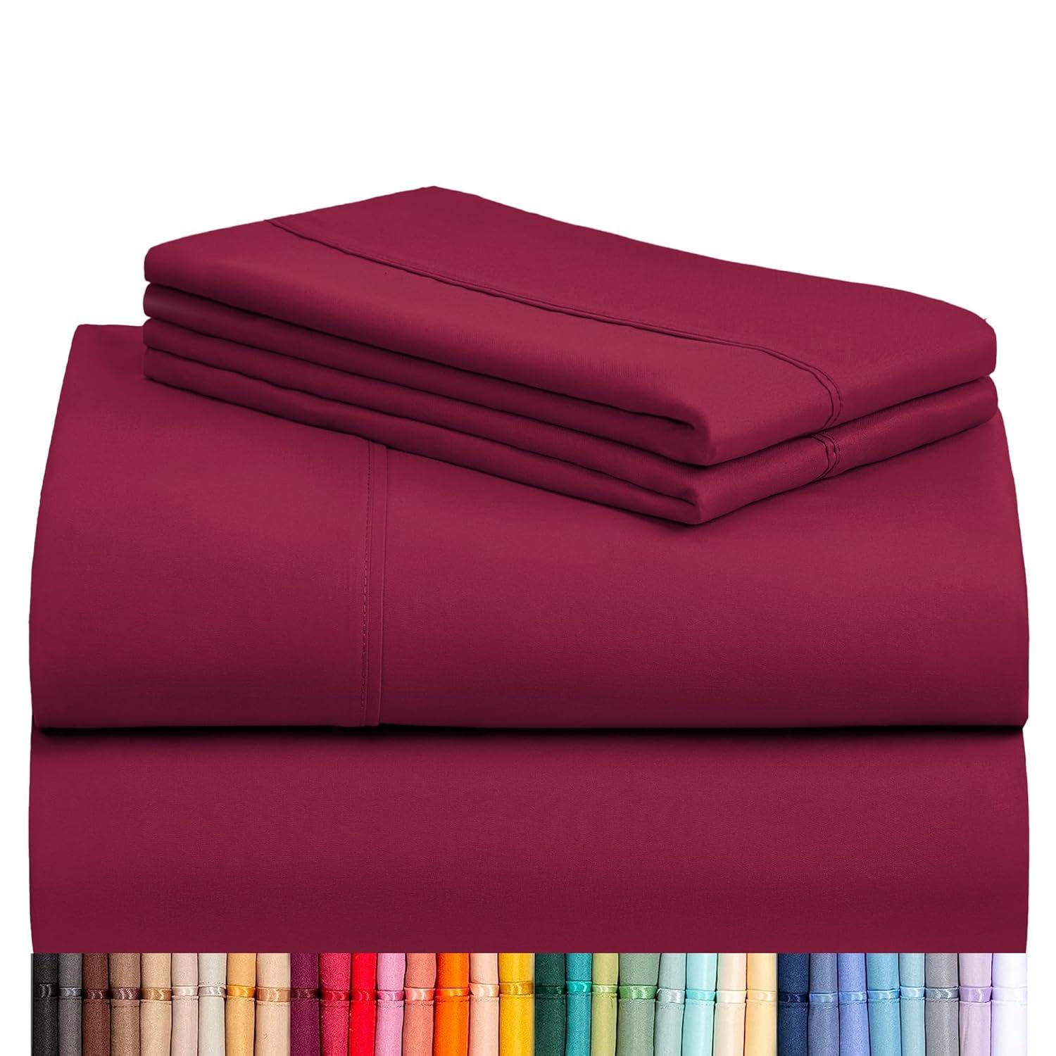LuxClub 3 PC Burgundy King Silky Soft Cooling Deep Pocket Performance Sheet Set