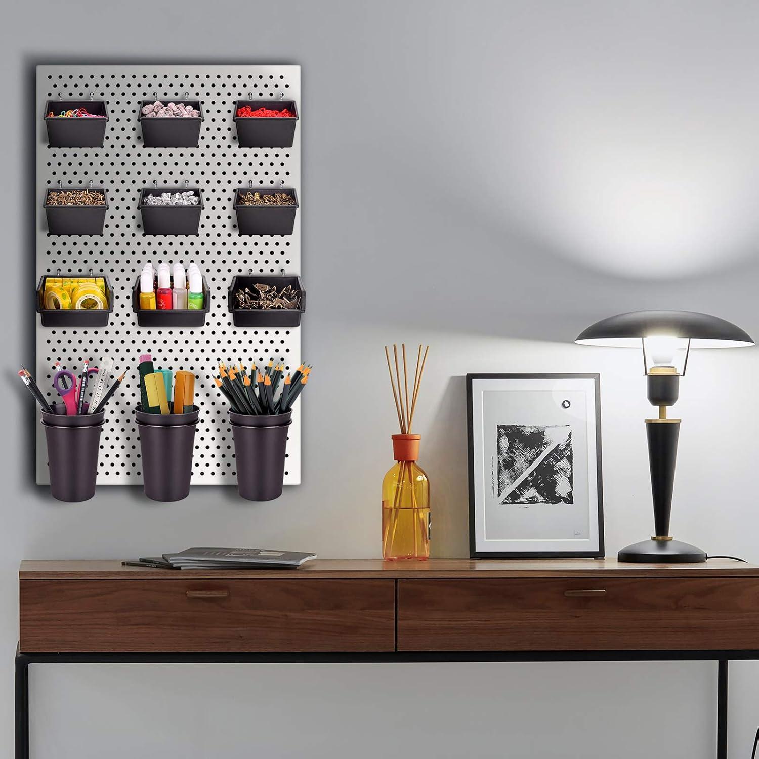 G.Core 12-Pack Pegboard Bins & Cups with Hooks, Plastic Peg Board Accessories for Organizing Tools