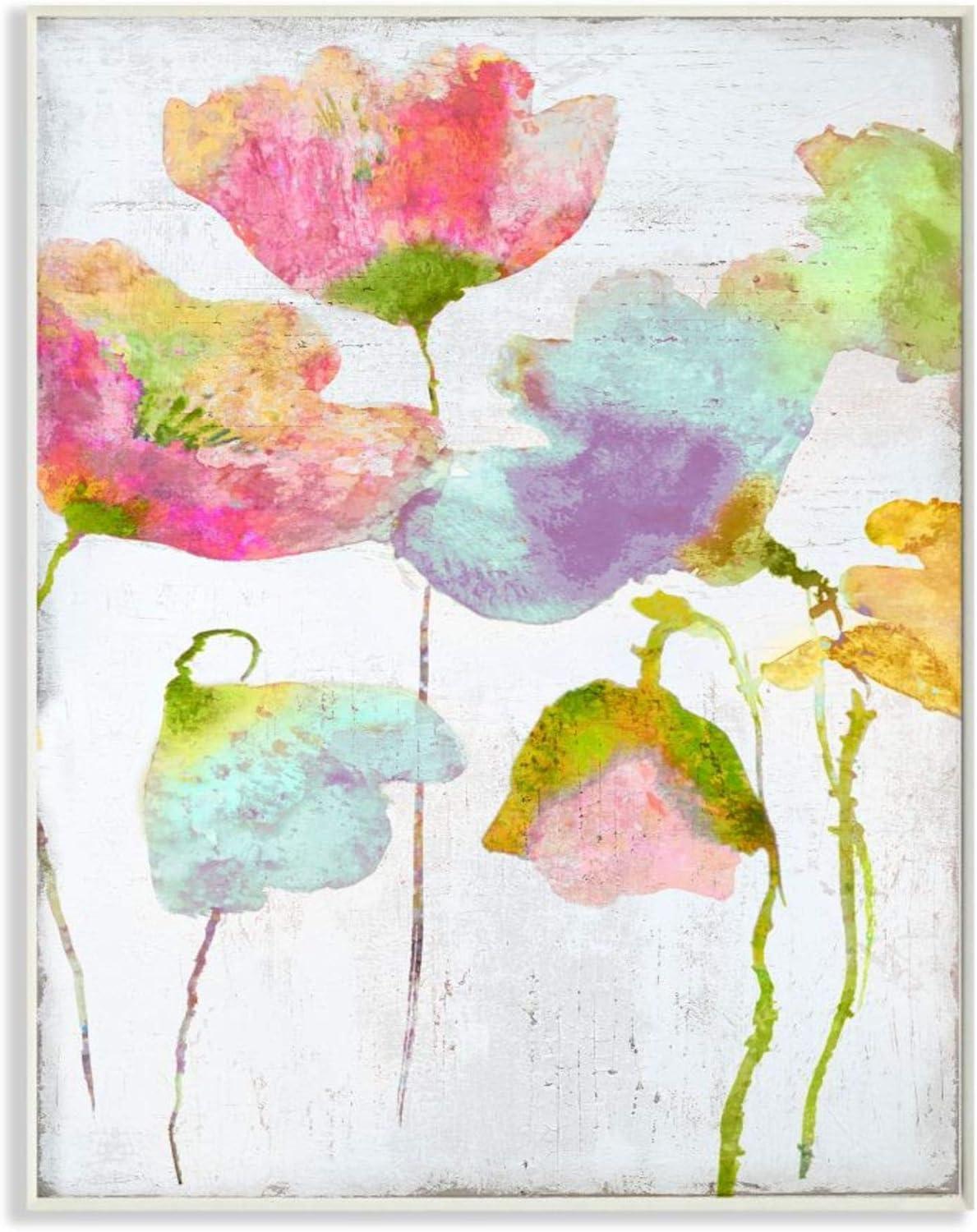 " Saturated Watercolor Flowers Whimsical Blue Pink Green " by Vanessa Austin