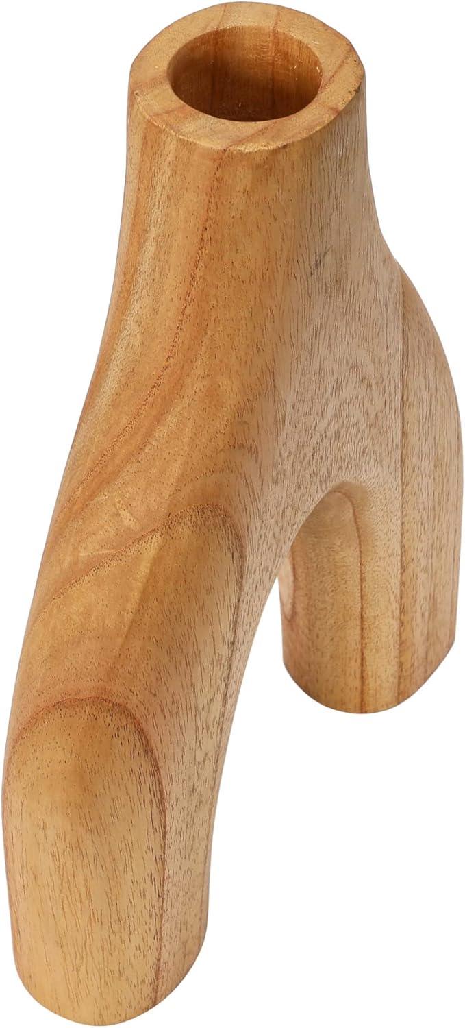 Decorative Arched Wood Vase, Natural