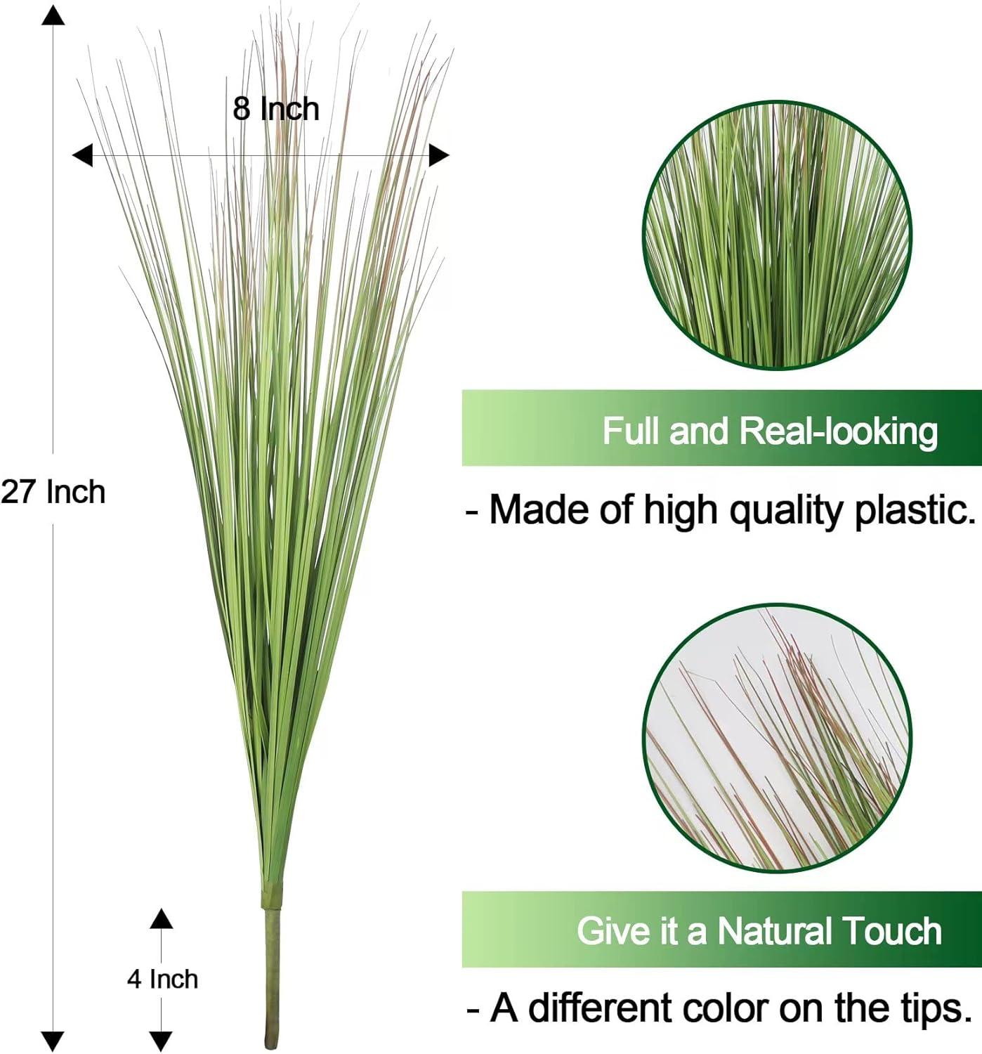 Artificial Plants 6PCS 27“ Fake Tall Onion Grass Faux Plant,Artificial Grass Greenery Shrubs Bushes for Garden Porch Window Box Shop Office Home Décor