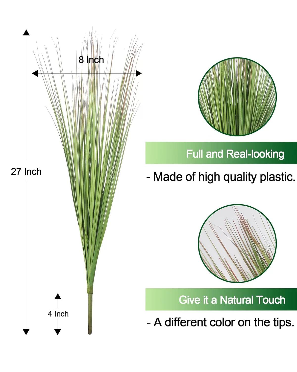 Artificial Plants 6PCS 27“ Fake Tall Onion Grass Faux Plant,Artificial Grass Greenery Shrubs Bushes for Garden Porch Window Box Shop Office Home Décor