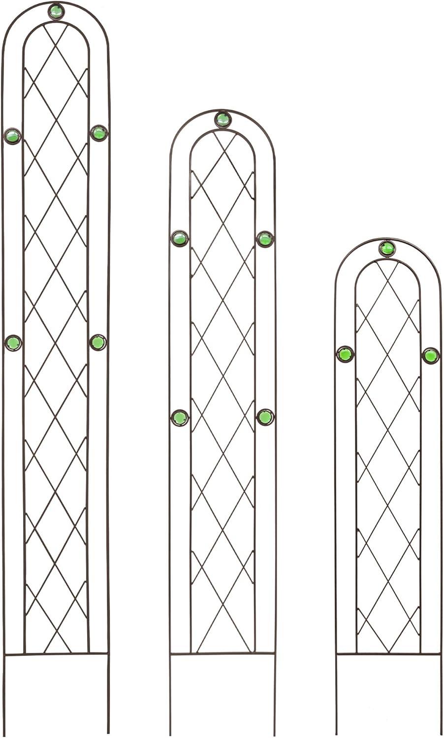 Arcadia Garden Products Emerald Trellis 10-Inches W x 48-Inches H Black Iron Traditional Garden Trellis For Climbing Plants