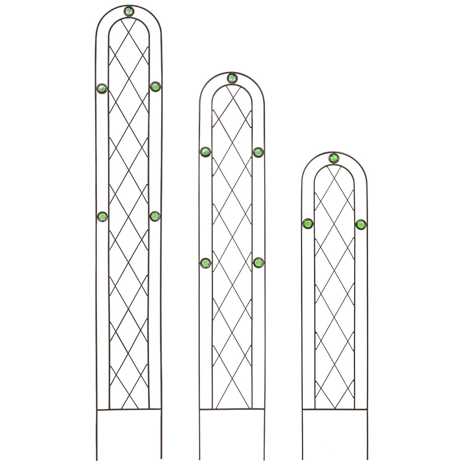 Arcadia Garden Products Emerald Trellis 10-Inches W x 48-Inches H Black Iron Traditional Garden Trellis For Climbing Plants