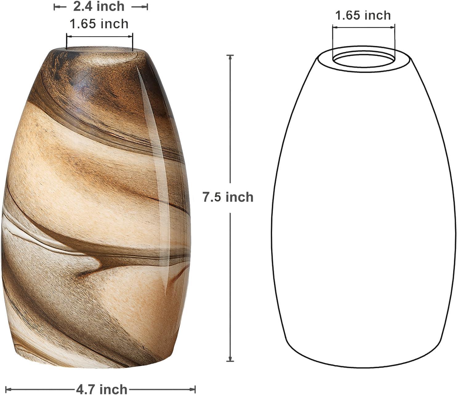 Oval Glass Lamp Shade Only Art Glass Lamp Covers Light Fixture Replacement for Kitchen Island Mini pendant Ceiling Lights Chandelier Hand Blown Glass Shade Replacement (Brown and Blue）