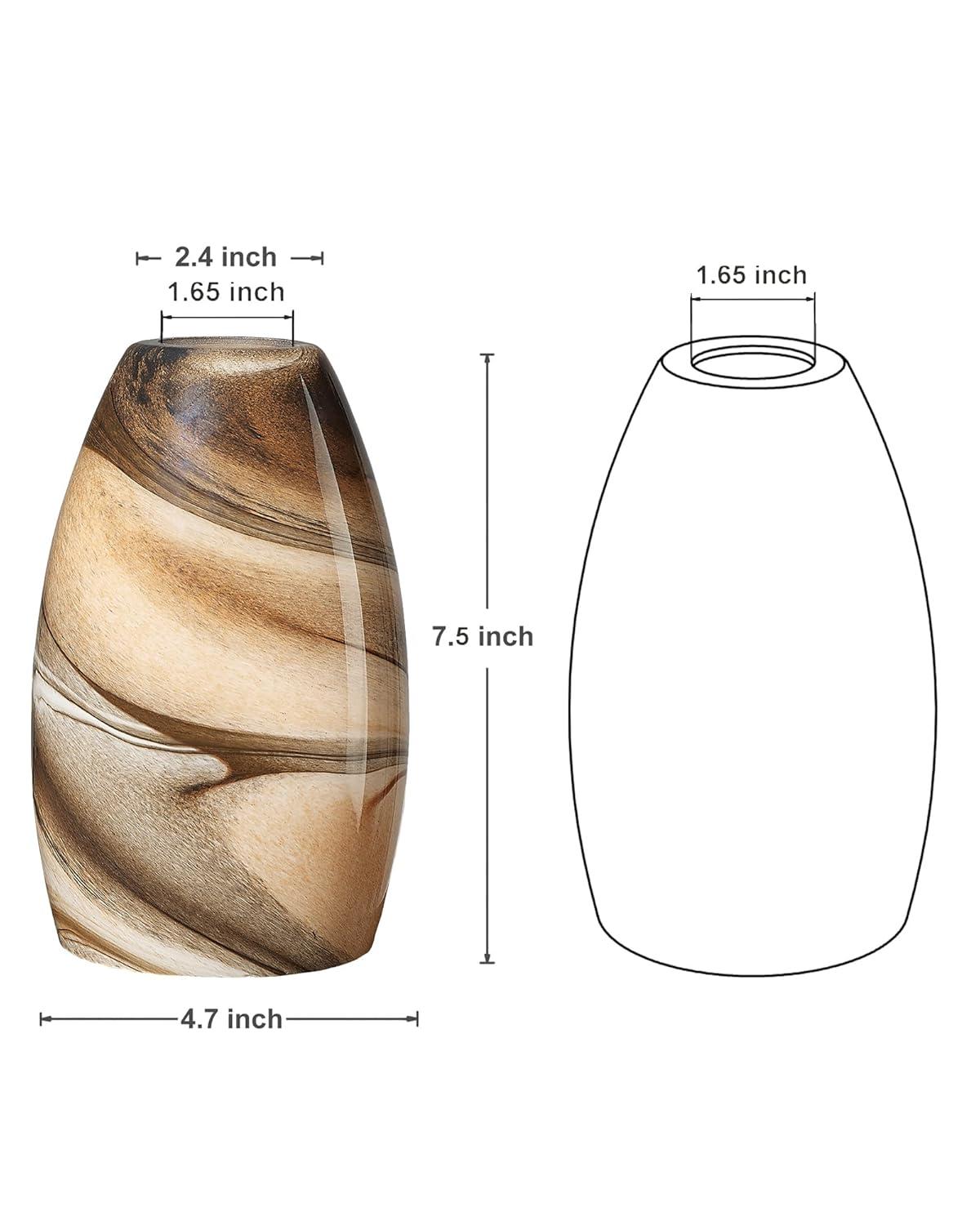 Oval Glass Lamp Shade Only Art Glass Lamp Covers Light Fixture Replacement for Kitchen Island Mini pendant Ceiling Lights Chandelier Hand Blown Glass Shade Replacement (Brown and Blue）