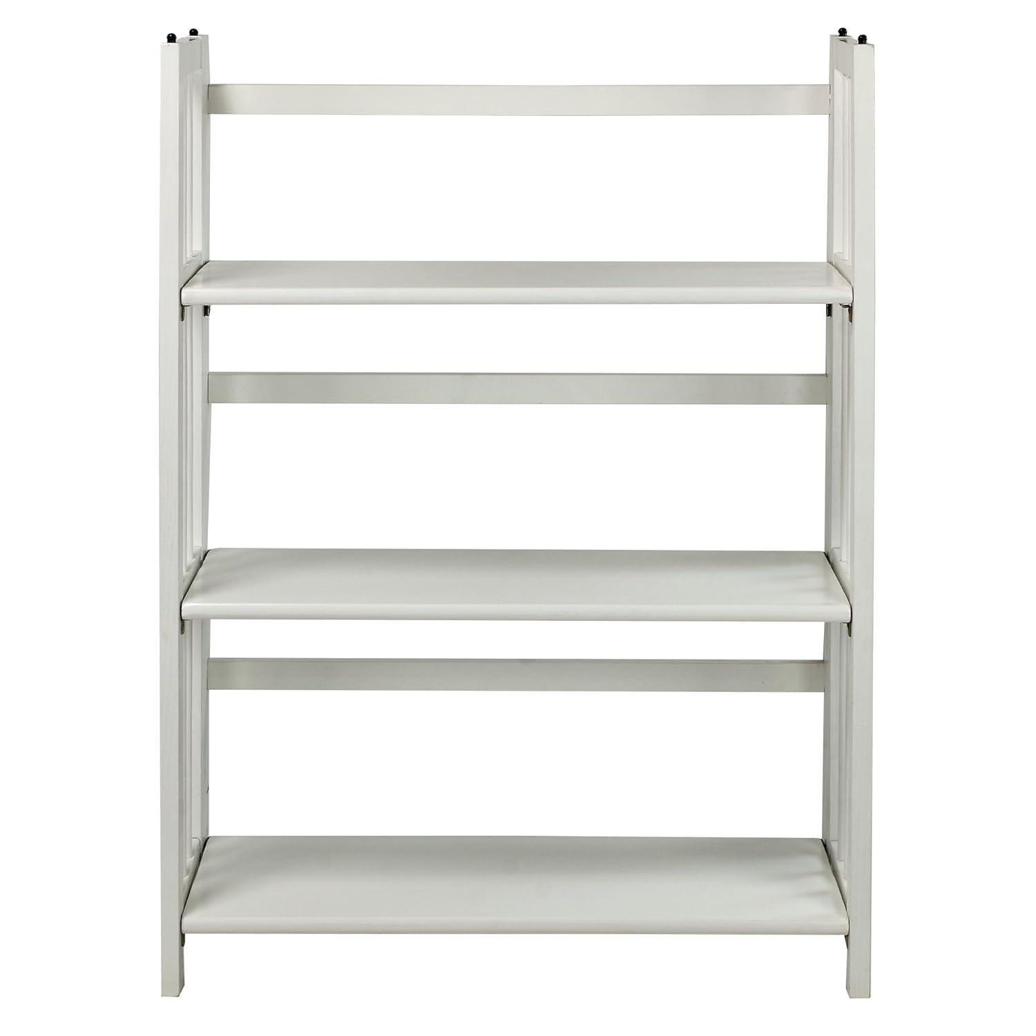 Casual Home 3-Shelf Folding Stackable Bookcase 27.5" Wide-White