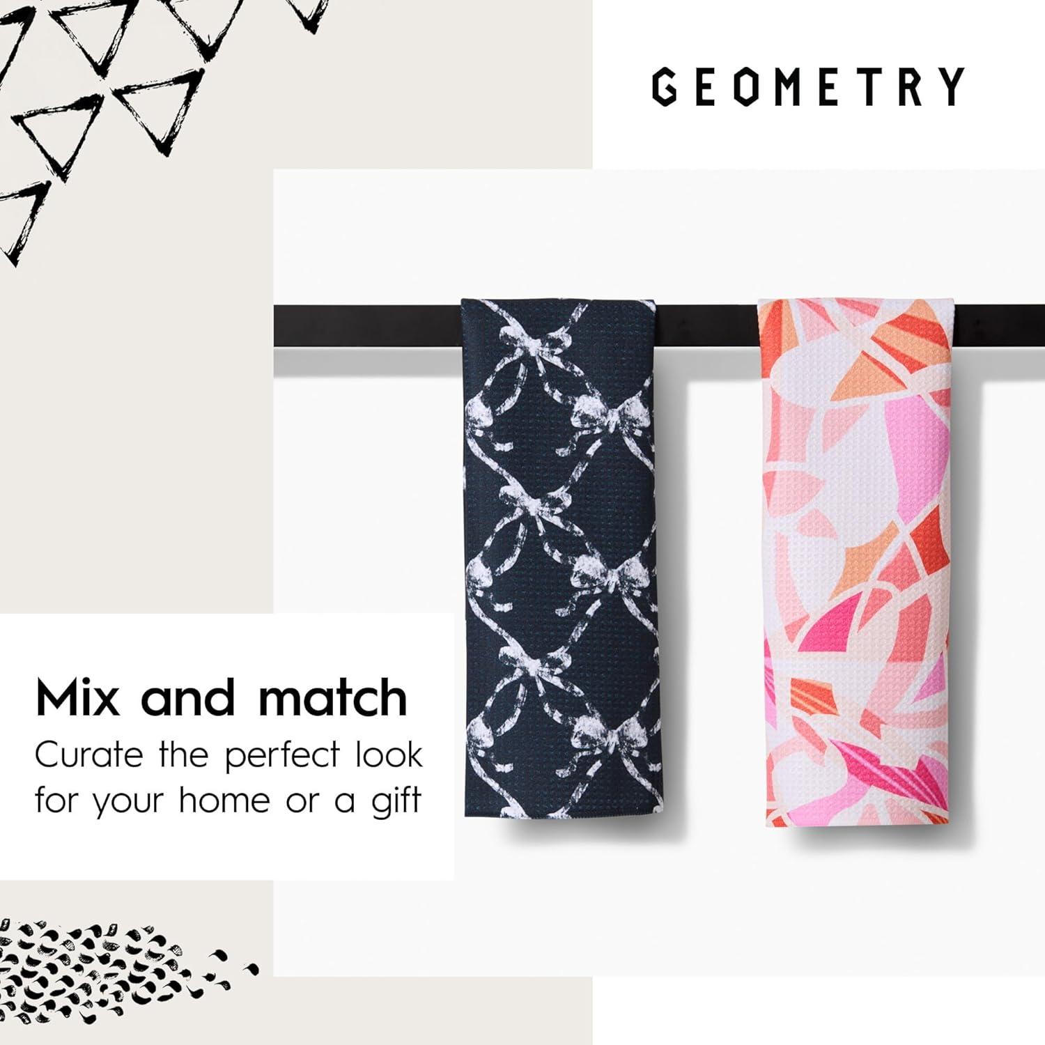 GEOMETRY Spring Kitchen Towels – Spring & Summer Quick Dry Microfiber Cloth Dish Towels for Kitchen Drying – Premium Quick Dry Towel, 2-Pack Set (Honeycrisp Red and Granny Smith Gingham)
