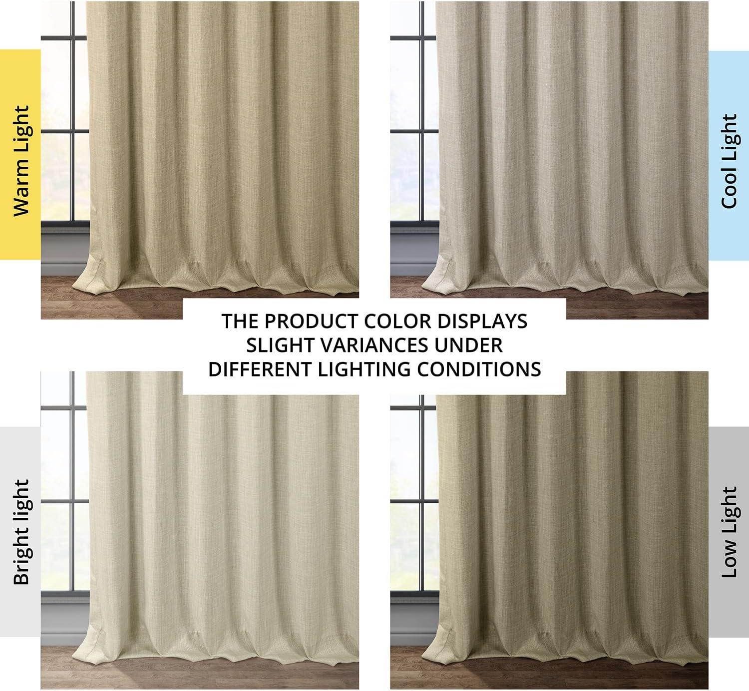 Thatched Tan Faux Linen Blackout Curtain Panel, 50W x 84L