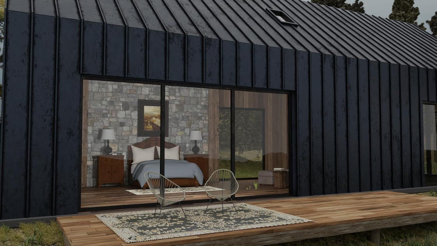 Mad Mats Oriental Hand Hooked Black/Gold Indoor / Outdoor Area Rug