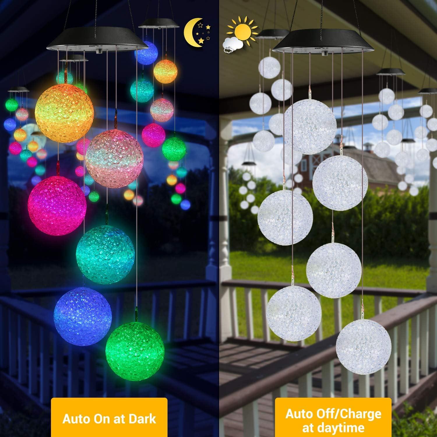 Toodour Solar String Lights, Color Changing Solar Ball Wind Chimes, LED Decorative Mobile, Waterproof Outdoor String Lights for Patio, Balcony, Bedroom, Party, Yard, Window, Garden, Easter Decorations
