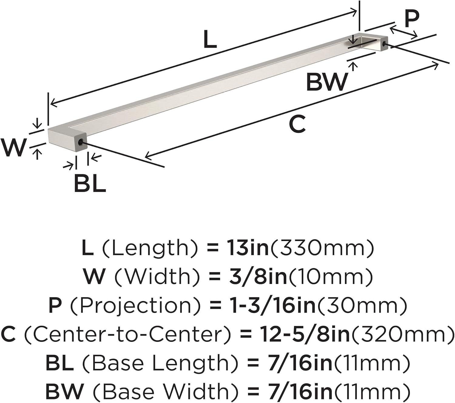 Monument Satin Nickel 13-Inch Rectangular Cabinet Bar Pull