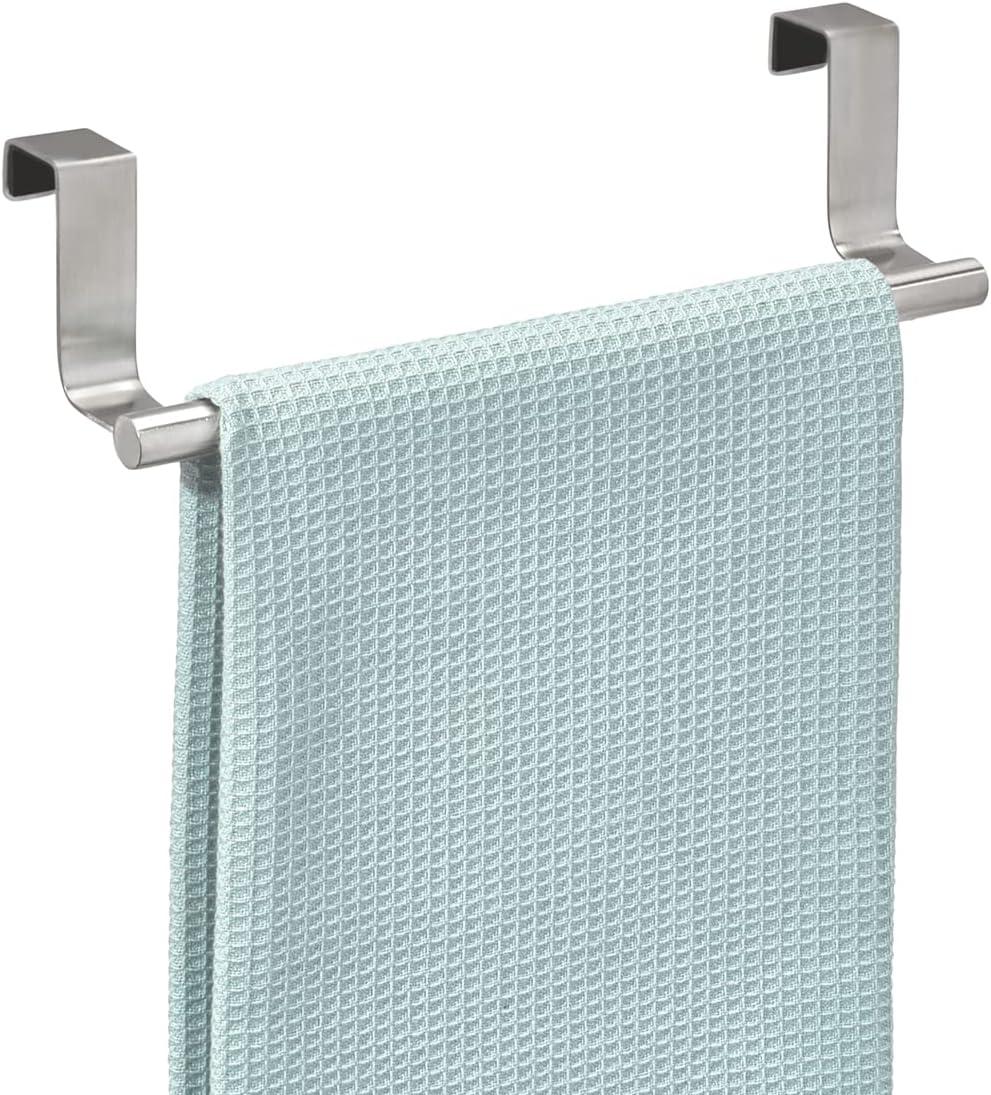 Stainless Steel Over-the-Door Towel Rack for Kitchen and Bathroom