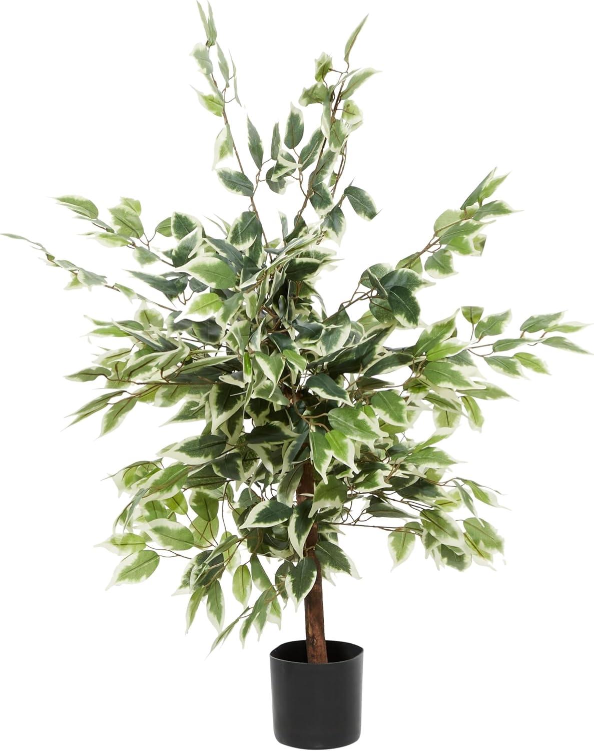 DecMode 73" Artificial Ficus Tree in Realistic Leaves and Black Plastic Pot