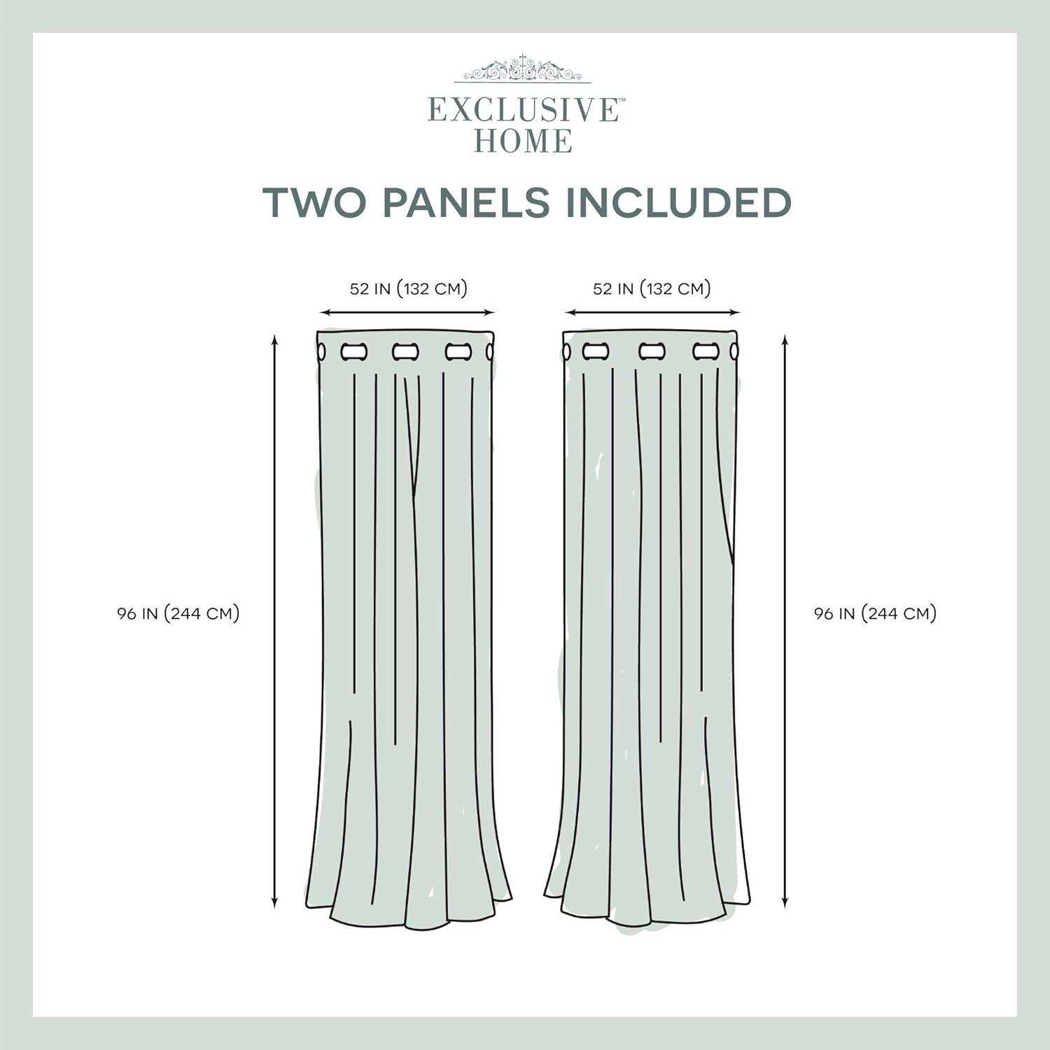 Set of 2 (96"x52") Forest Hill Woven Blackout Grommet Top Window Curtain Panel White - Exclusive Home: Thermal Insulated, Room Darkening
