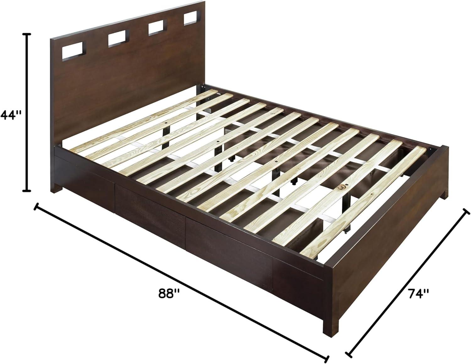 Riva Chocolate Brown California King Storage Bed with Satin Nickel Pulls