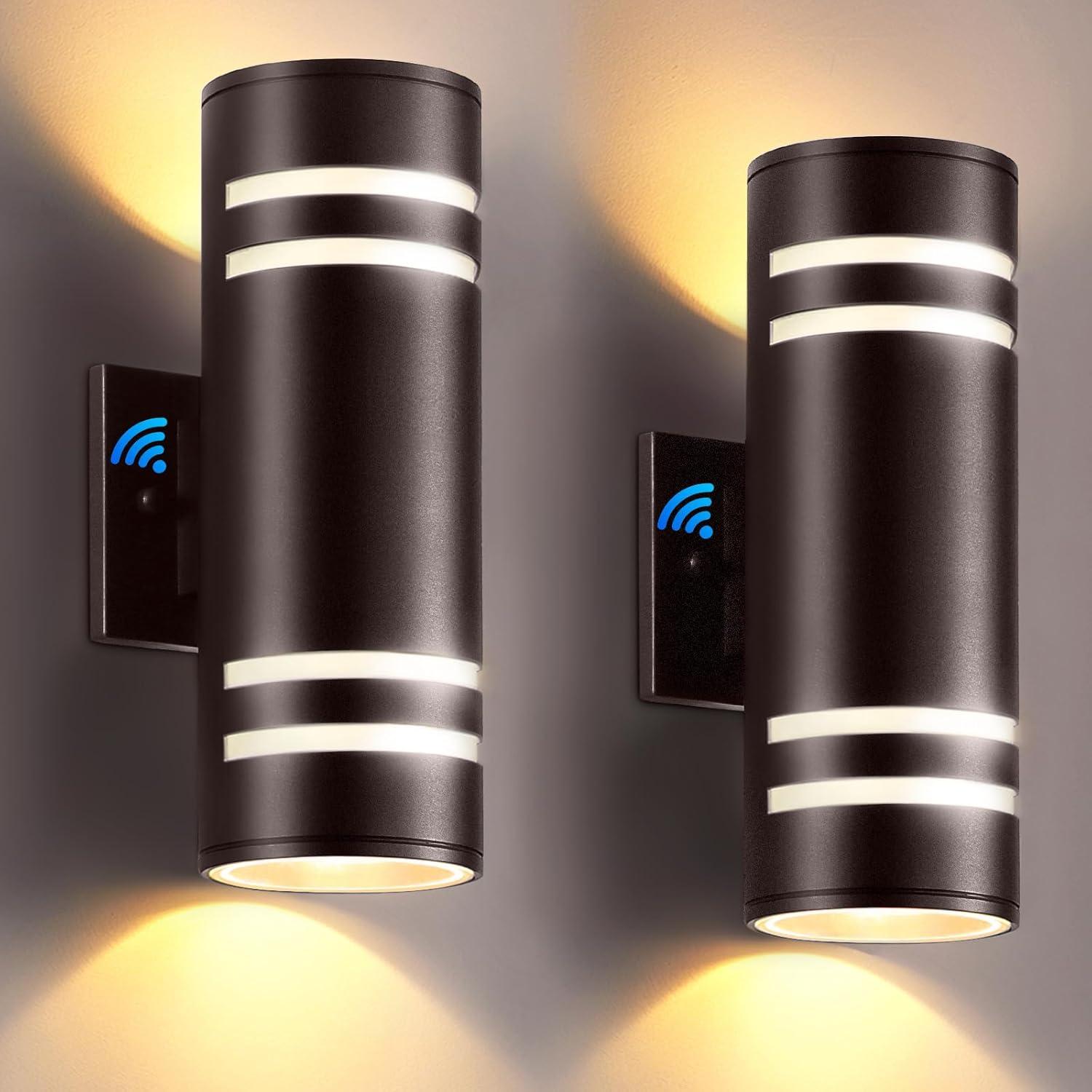 Dusk To Dawn Outdoor Lighting 2 Pack, Modern Outdoor Wall Lights Exterior ETL Listed, Oil Rubbed Bronze Cylinder Outdoor Sconce Lights, Waterproof Outside Lights For House Porch Garage