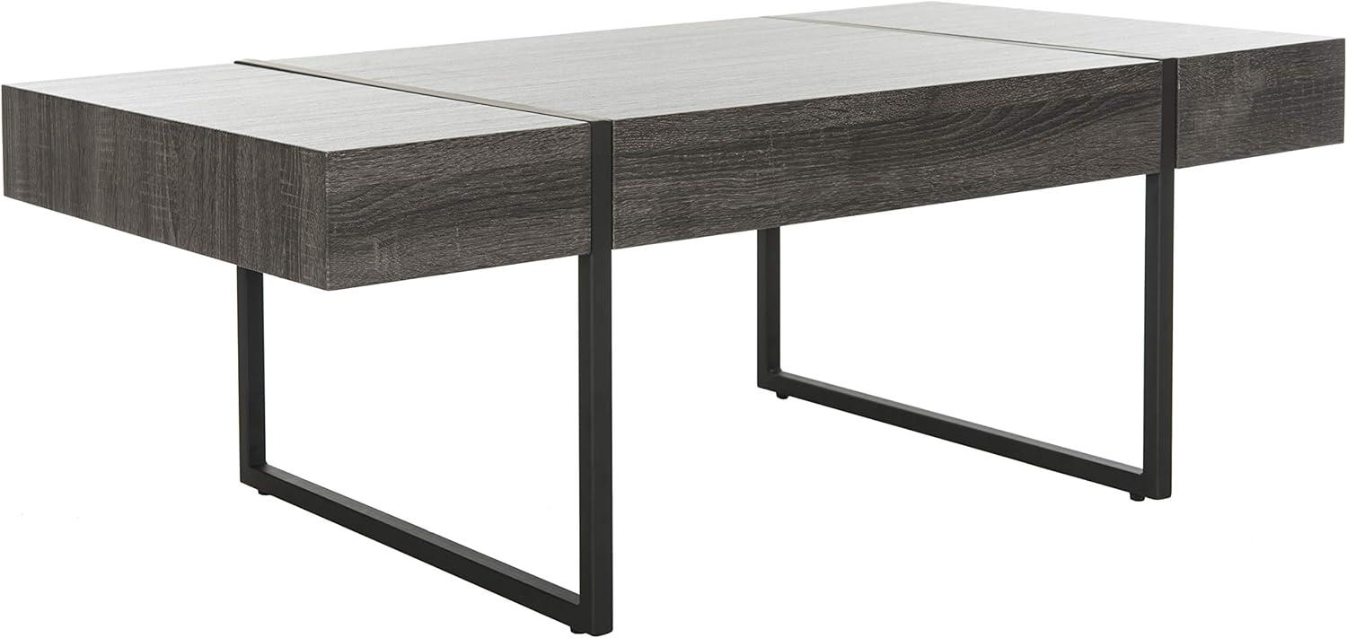 Tristan 43'' Black Wood and Metal Transitional Coffee Table