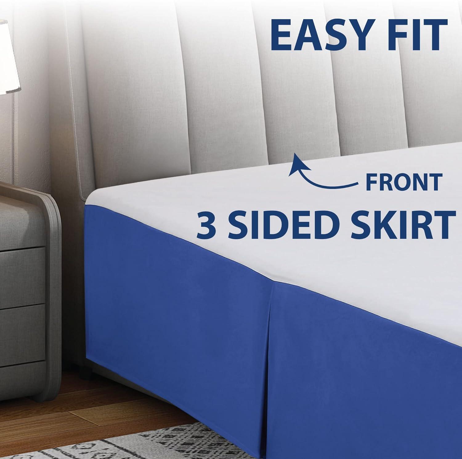 Swift Home | Basics Pleated Microfiber Bed Skirt 14-inch Drop Royal Blue Twin